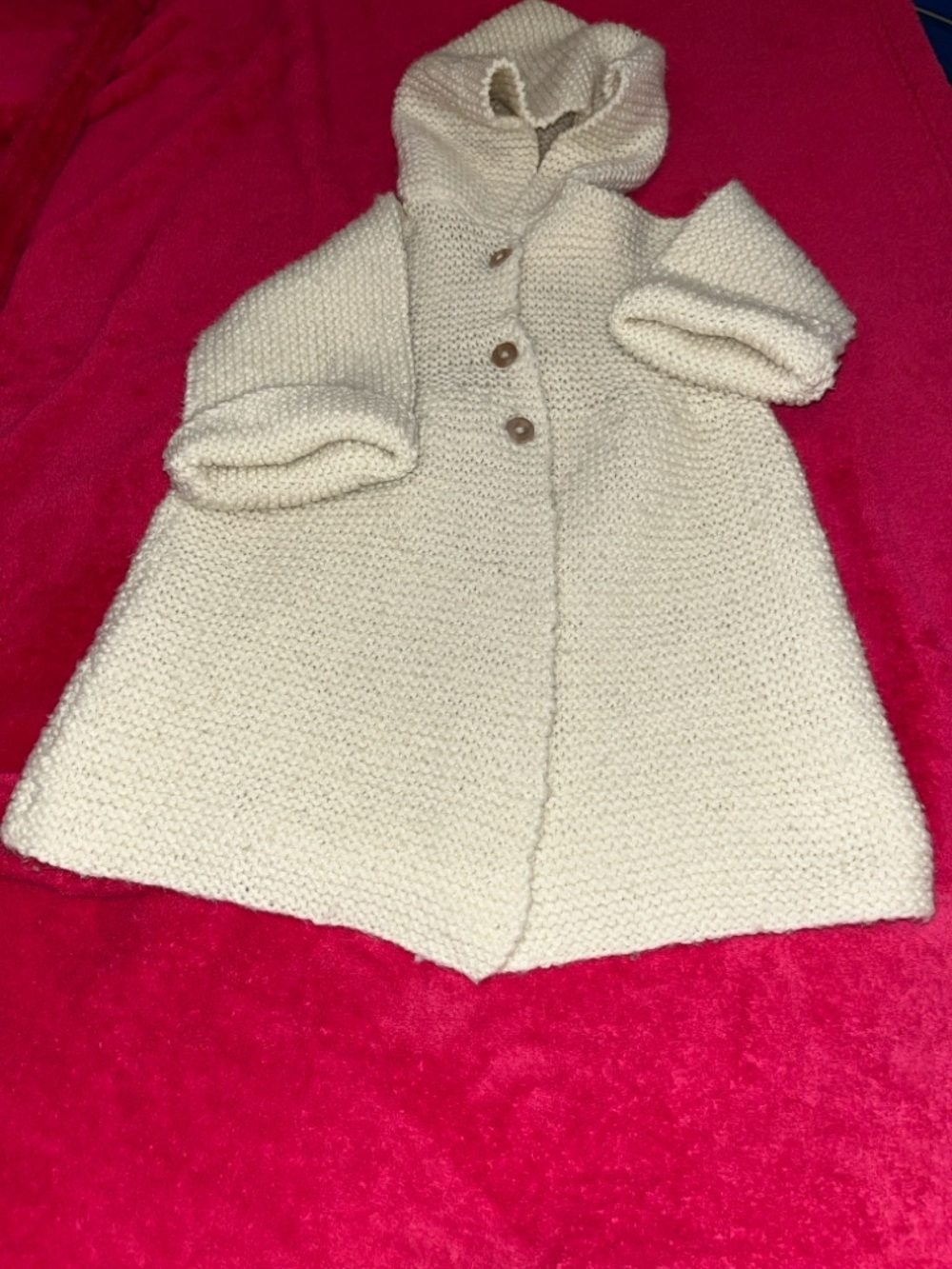 3T Baby Girl Cozy Hooded Knit Cardigan - Cream Absolutely Adorable On